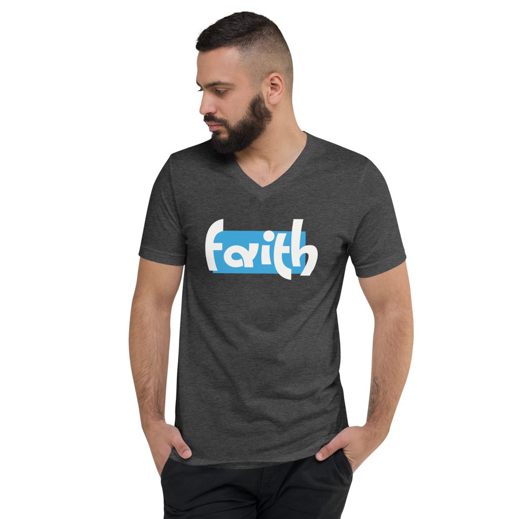 Faith in Blue Box Unisex Short Sleeve V-Neck T-Shirt