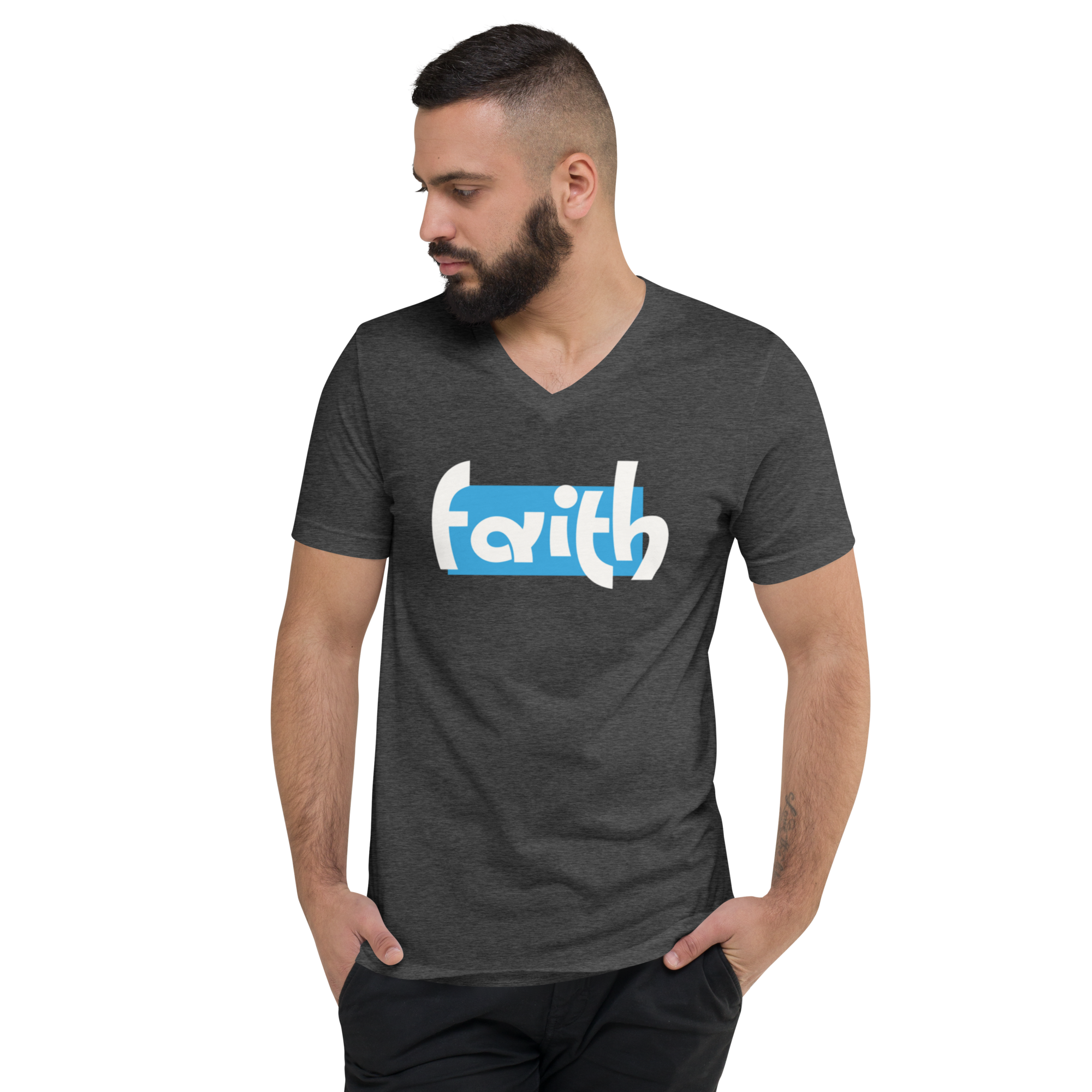 Faith in Blue Box Unisex Short Sleeve V-Neck T-Shirt