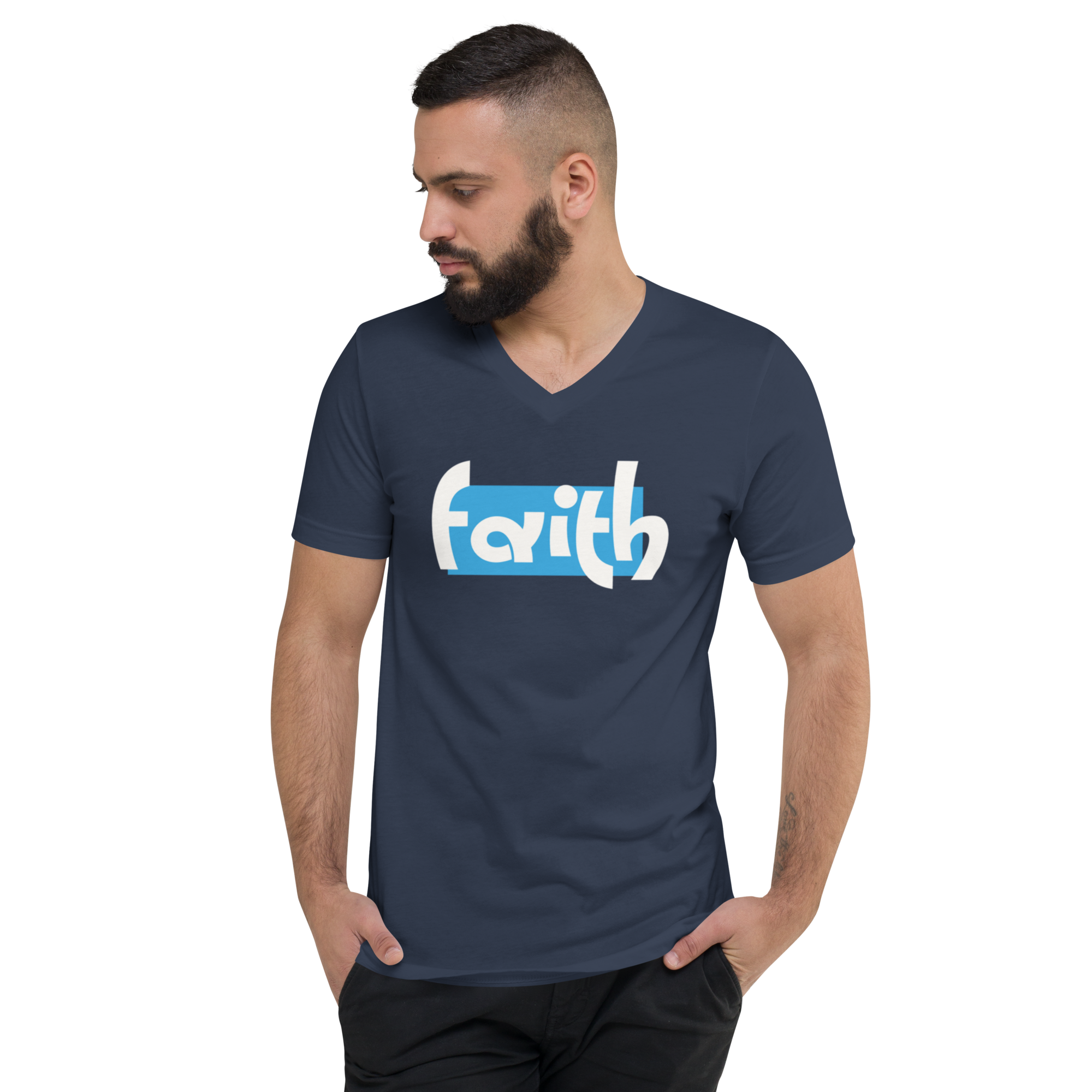 Faith in Blue Box Unisex Short Sleeve V-Neck T-Shirt